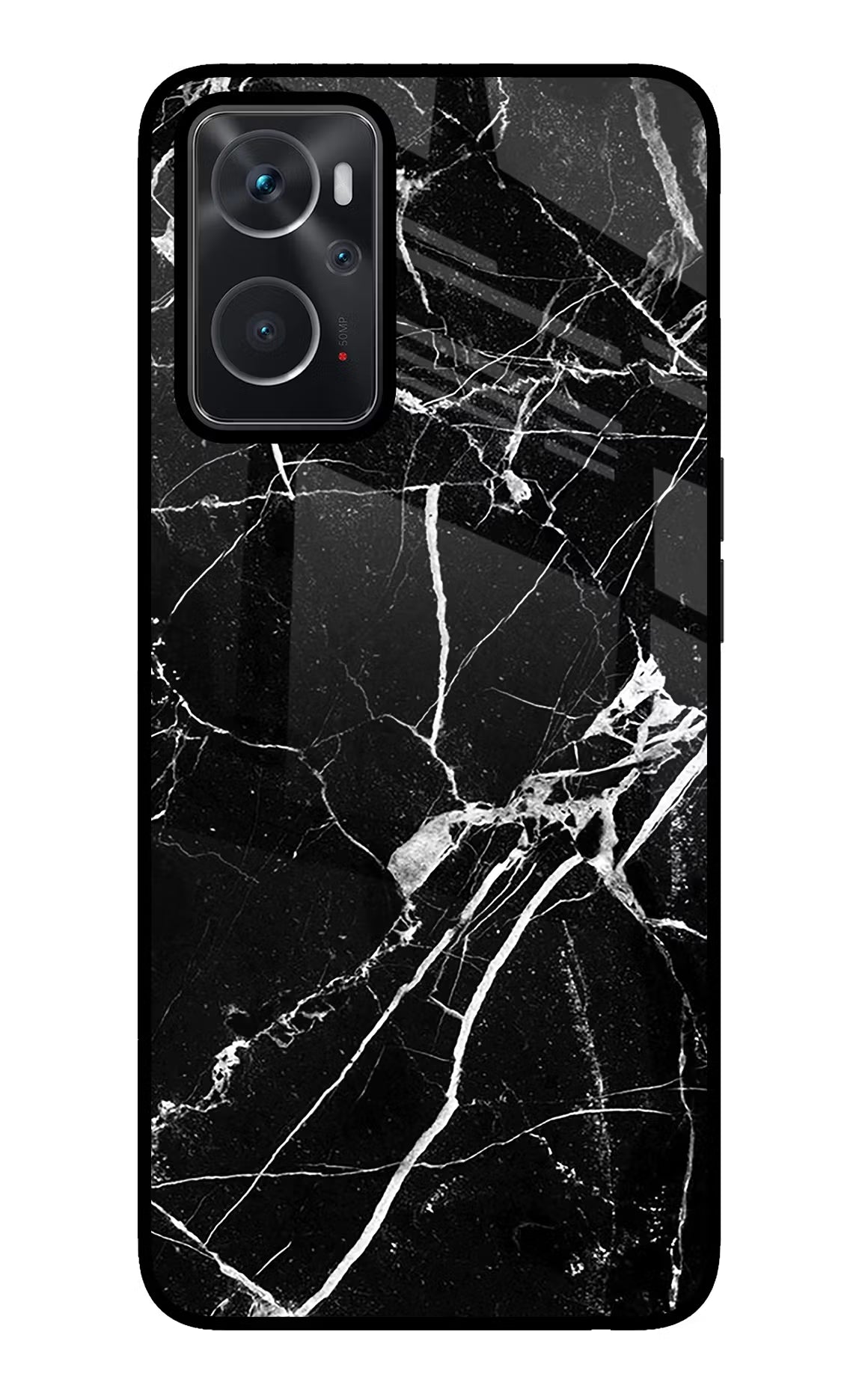 Black Marble Pattern Oppo K10 4G Glass Case Back Cover by Casekaro