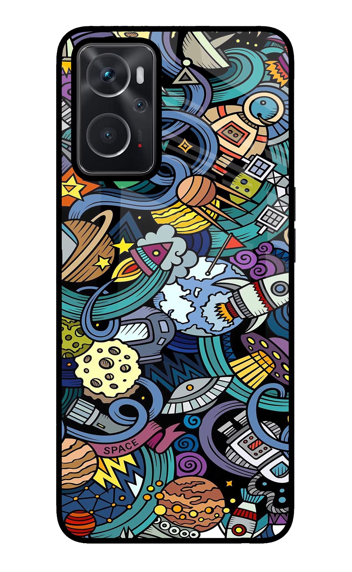 Space Abstract Oppo K10 4G Glass Case Back Cover by Casekaro