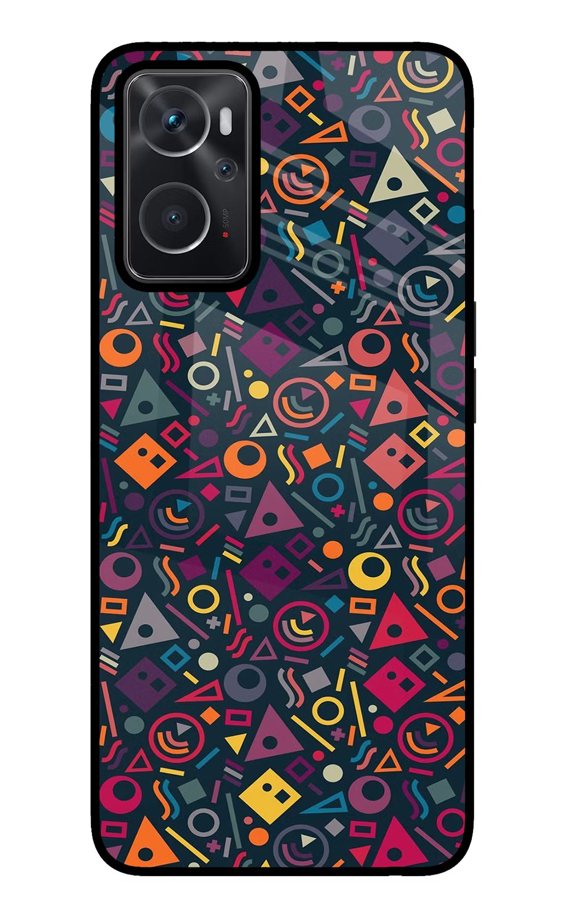 Geometric Abstract Oppo K10 4G Glass Case Back Cover by Casekaro