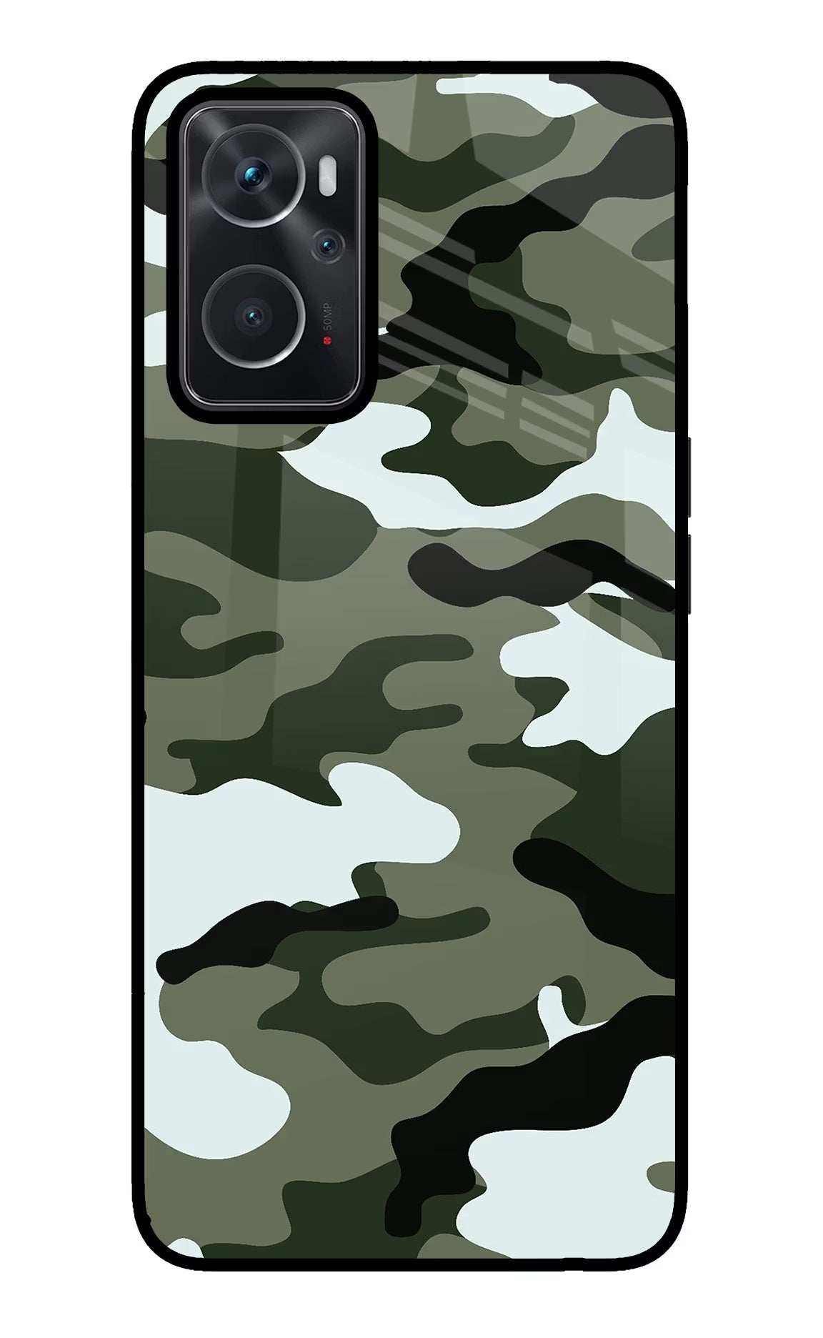 Camouflage Oppo K10 4G Glass Case Back Cover by Casekaro