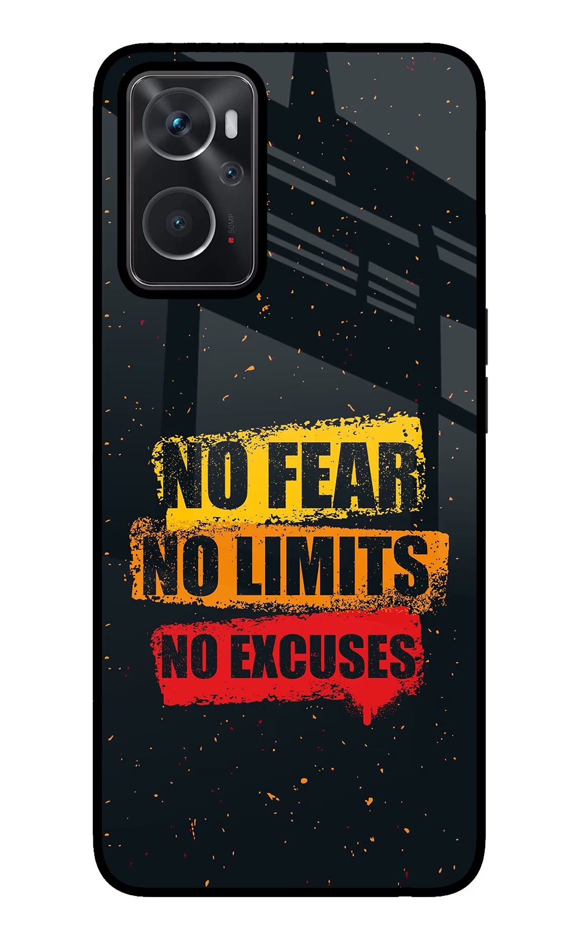 No Fear No Limits No Excuse Oppo K10 4G Glass Case Back Cover by Casekaro