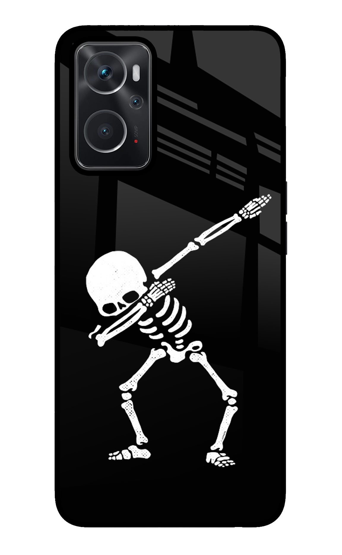 Dabbing Skeleton Art Oppo K10 4G Glass Case