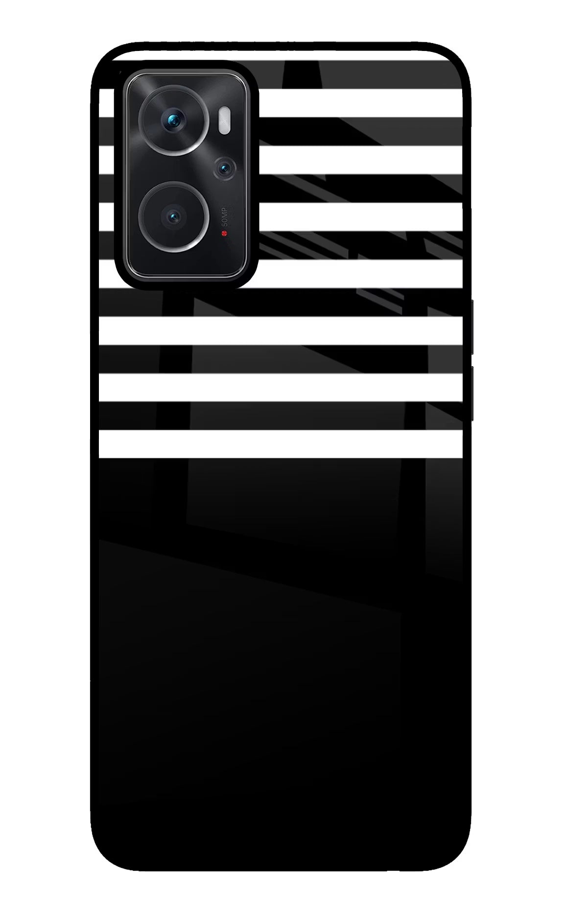 Black and White Print Oppo K10 4G Glass Case Back Cover by Casekaro