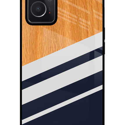 Blue and white wooden Oppo K10 4G Glass Case