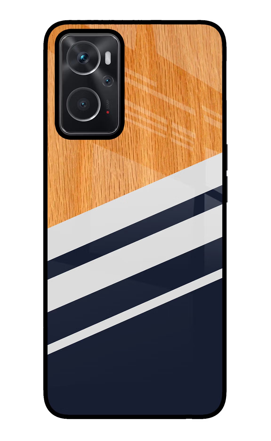 Blue and white wooden Oppo K10 4G Glass Case Back Cover by Casekaro