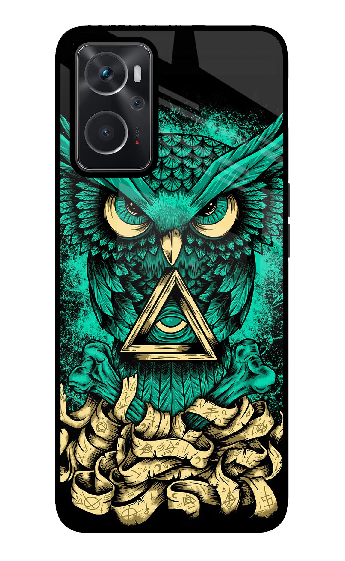 Green Owl Oppo K10 4G Glass Case Back Cover by Casekaro