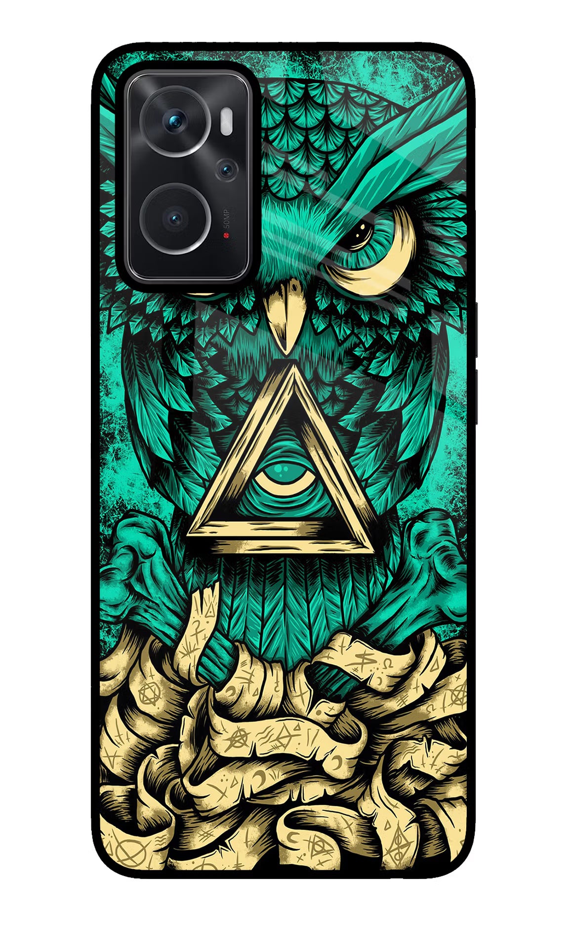 Green Owl Oppo K10 4G Glass Case Back Cover by Casekaro