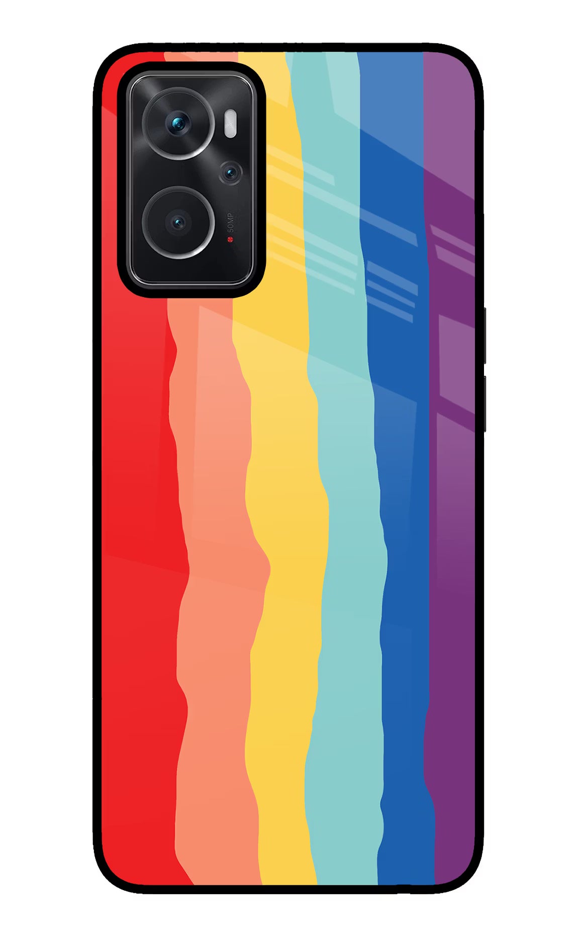 Rainbow Oppo K10 4G Glass Case Back Cover by Casekaro