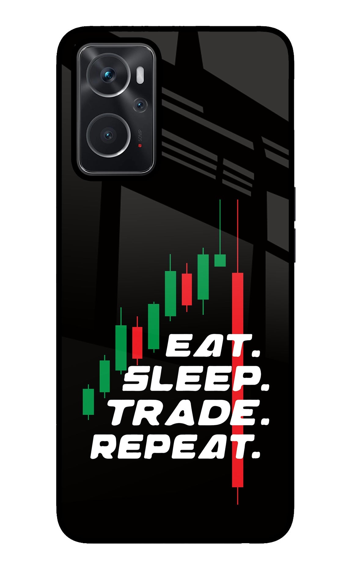 Eat Sleep Trade Repeat Oppo K10 4G Glass Case