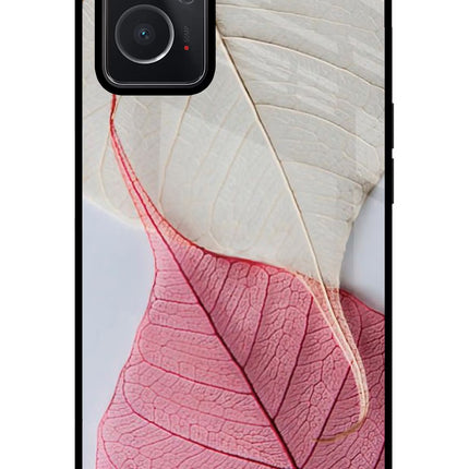 White Pink Leaf Oppo K10 4G Glass Case Back Cover by Casekaro