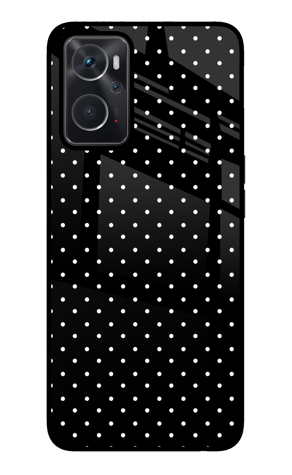 White Dots Oppo K10 4G Glass Case Back Cover by Casekaro