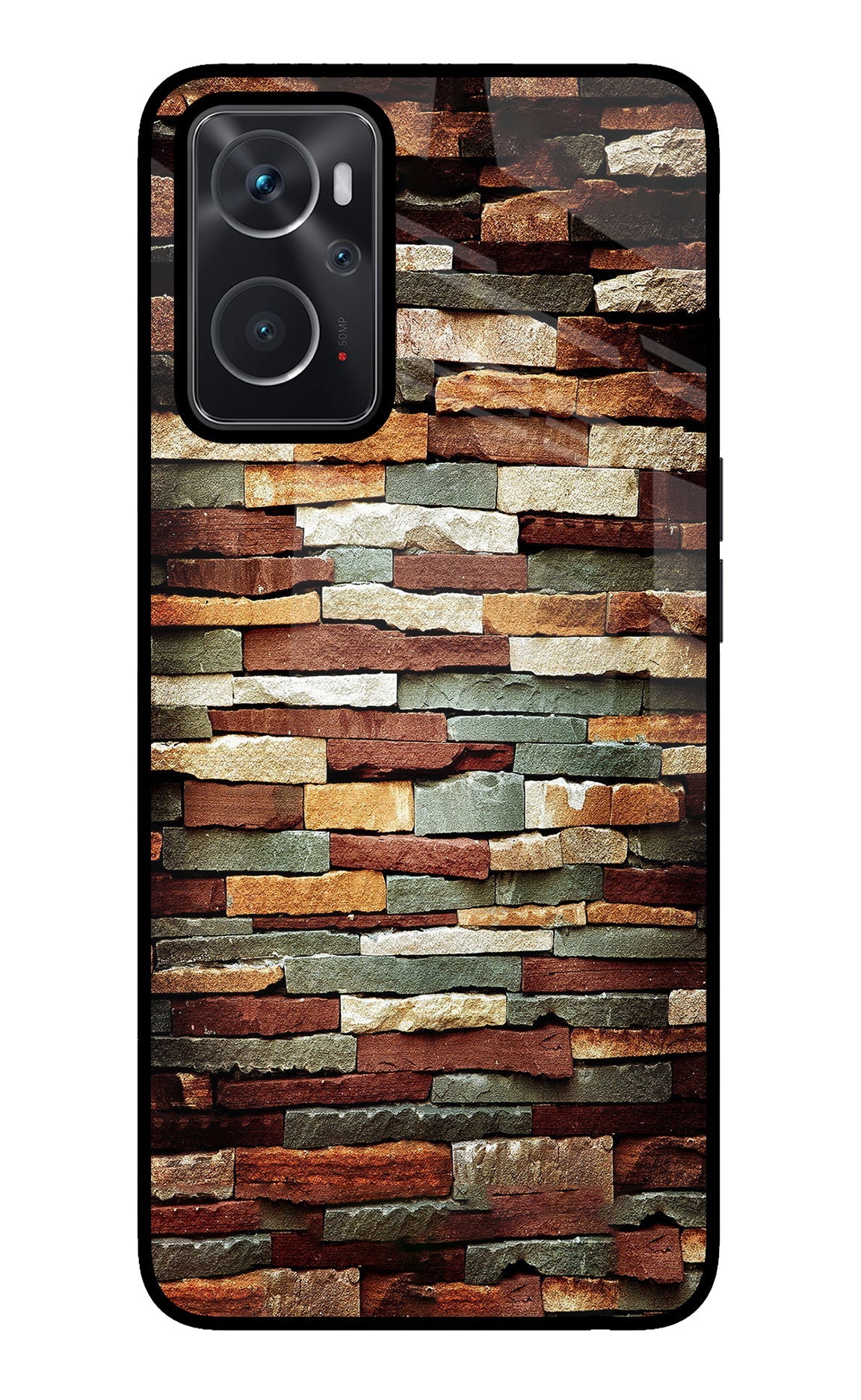 Bricks Pattern Oppo K10 4G Glass Case