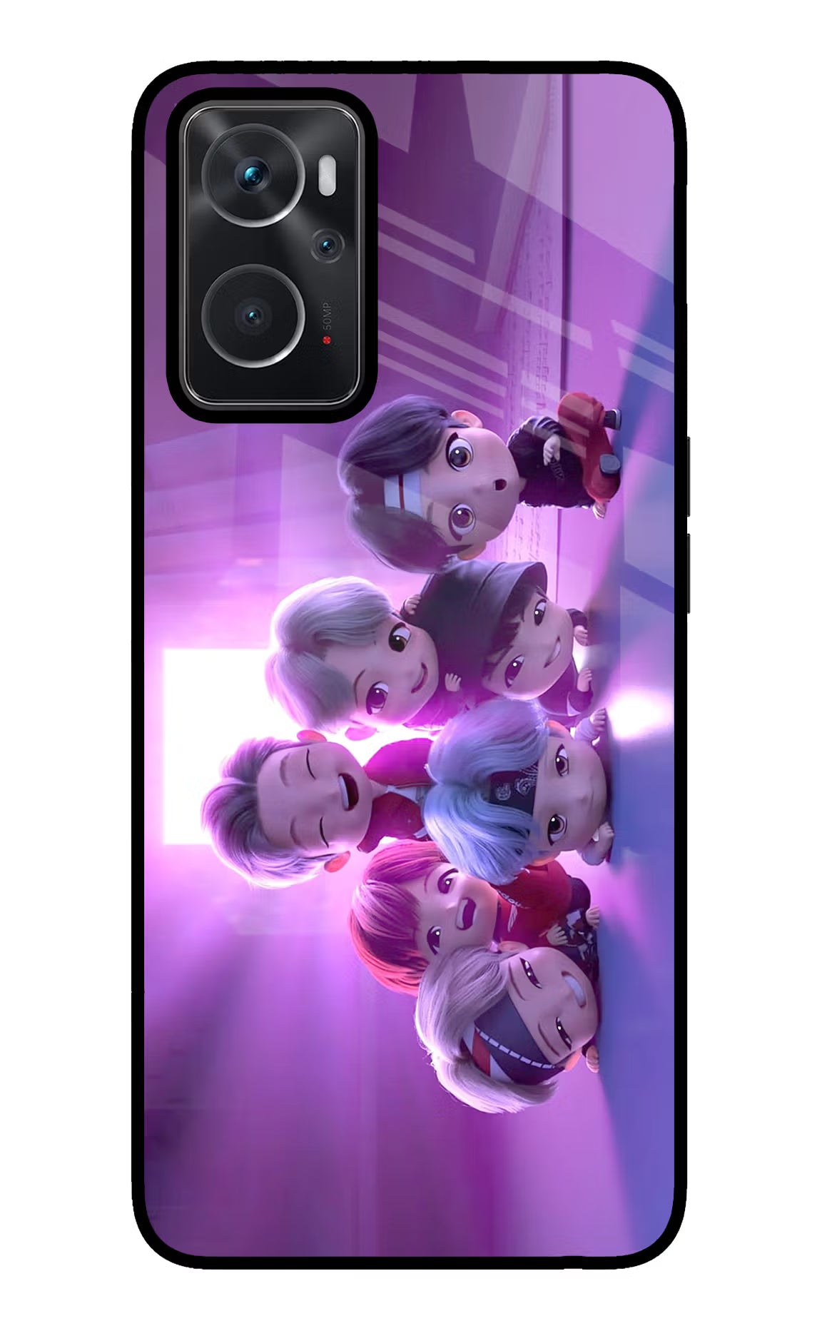 BTS Chibi Oppo K10 4G Glass Case Back Cover by Casekaro