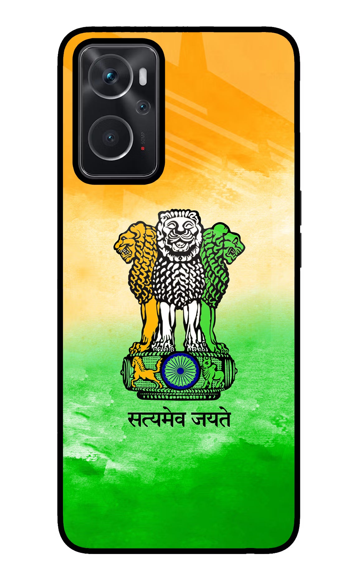 Satyamev Jayate Flag Oppo K10 4G Glass Case Back Cover by Casekaro