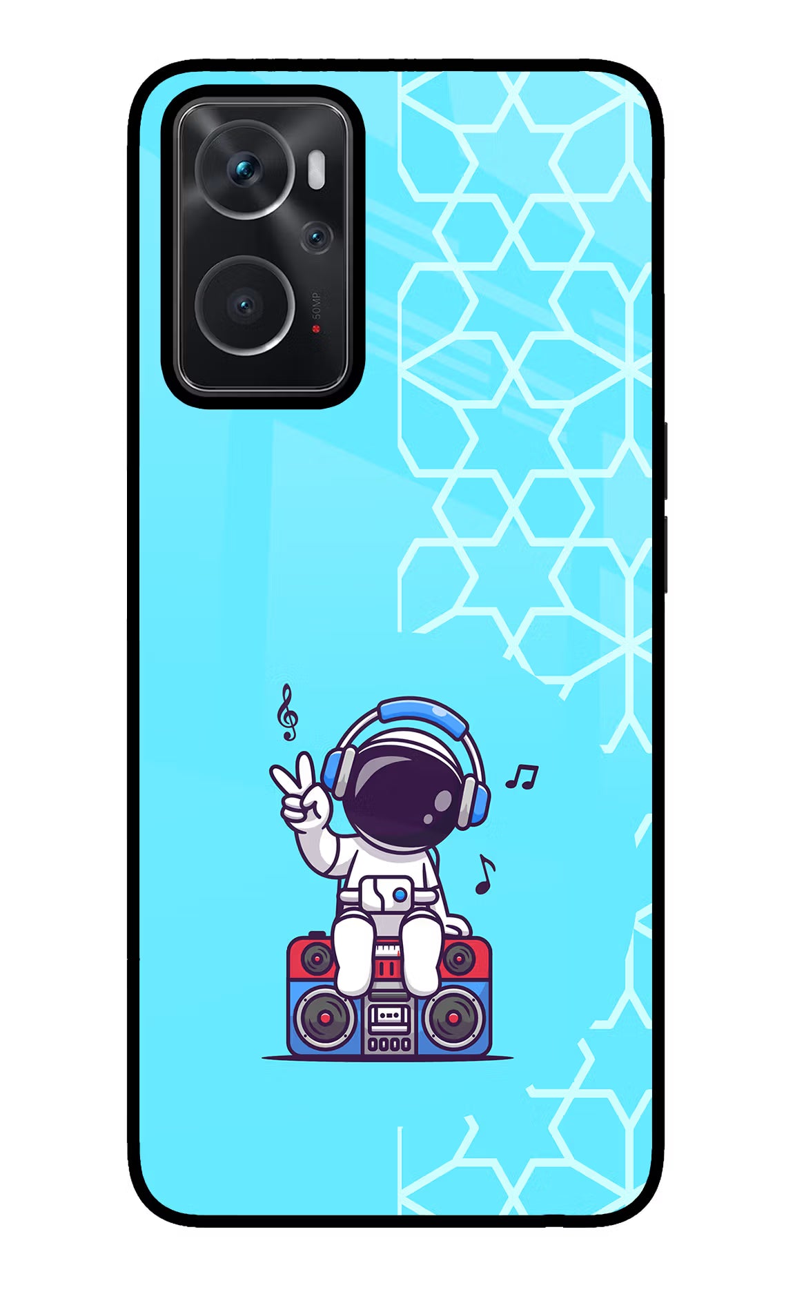 Cute Astronaut Chilling Oppo K10 4G Glass Case Back Cover by Casekaro