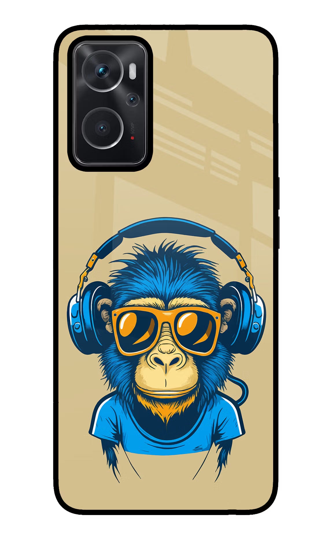 Monkey Headphone Oppo K10 4G Glass Case Back Cover by Casekaro