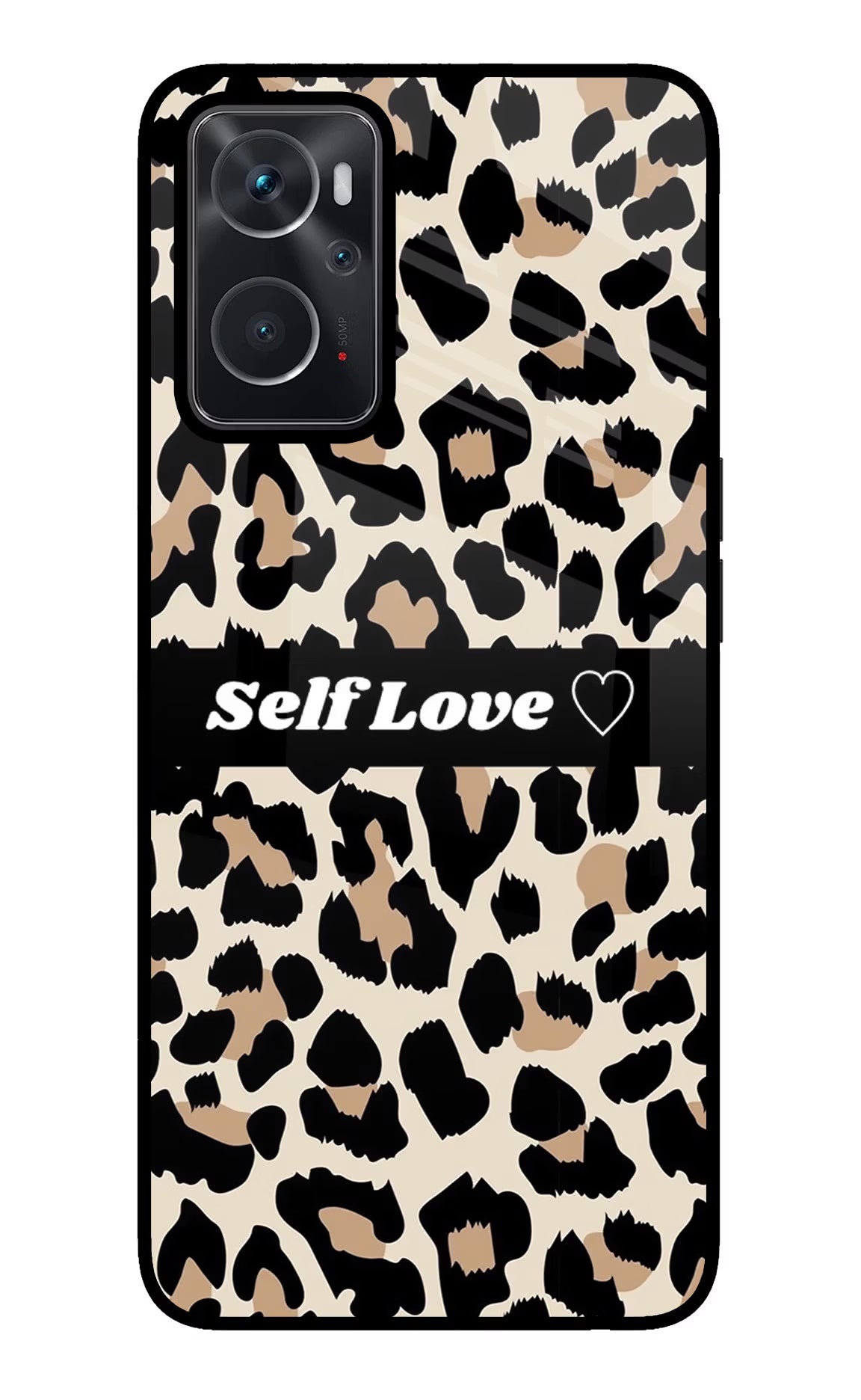 Leopard Print Self Love Oppo K10 4G Glass Case Back Cover by Casekaro