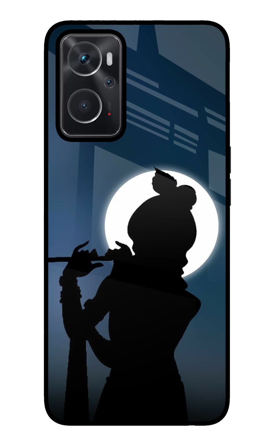 Shri Krishna Silhouette Oppo K10 4G Glass Case Back Cover by Casekaro