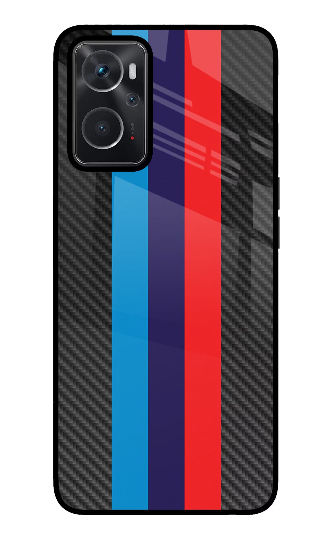 BMW Stripes Pattern Oppo K10 4G Glass Case Back Cover by Casekaro