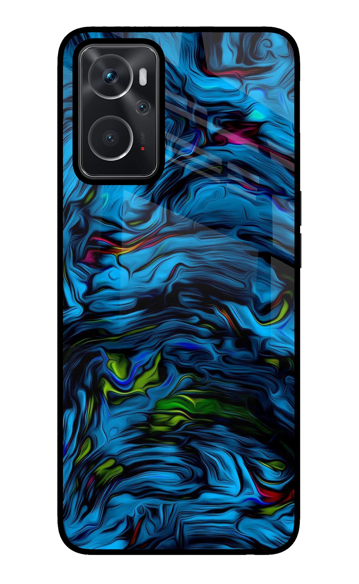 Dark Blue Abstract Oppo K10 4G Glass Case