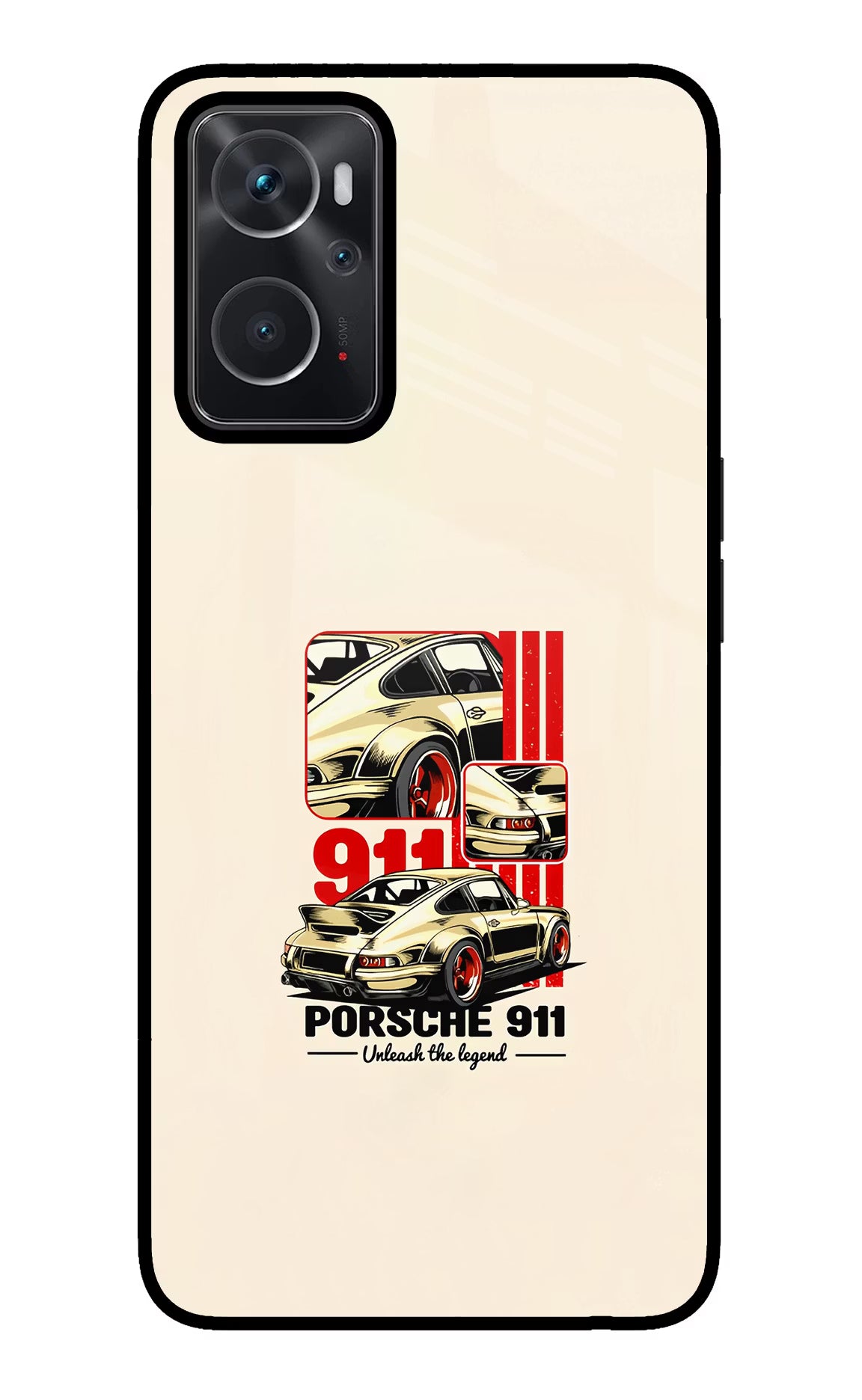 Classic Porsche 911 Oppo K10 4G Glass Case Back Cover by Casekaro