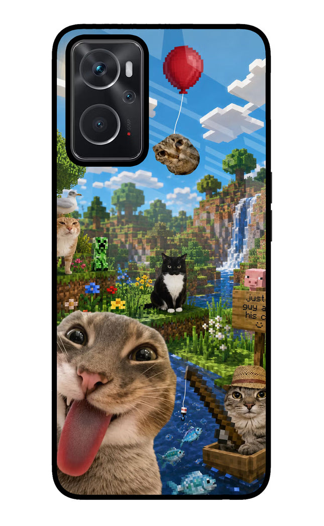 Minecraft Cat Chaos Oppo K10 4G Glass Case
