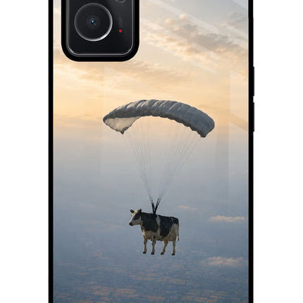 Skydiving Cow Oppo K10 4G Glass Case