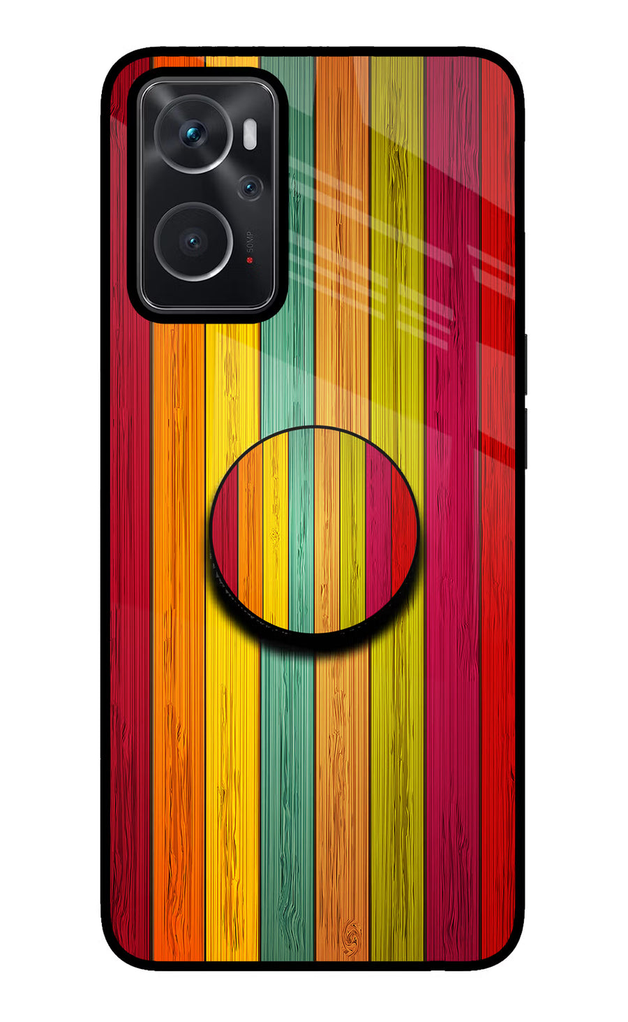 Multicolor Wooden Oppo K10 4G Pop Case, Glass case