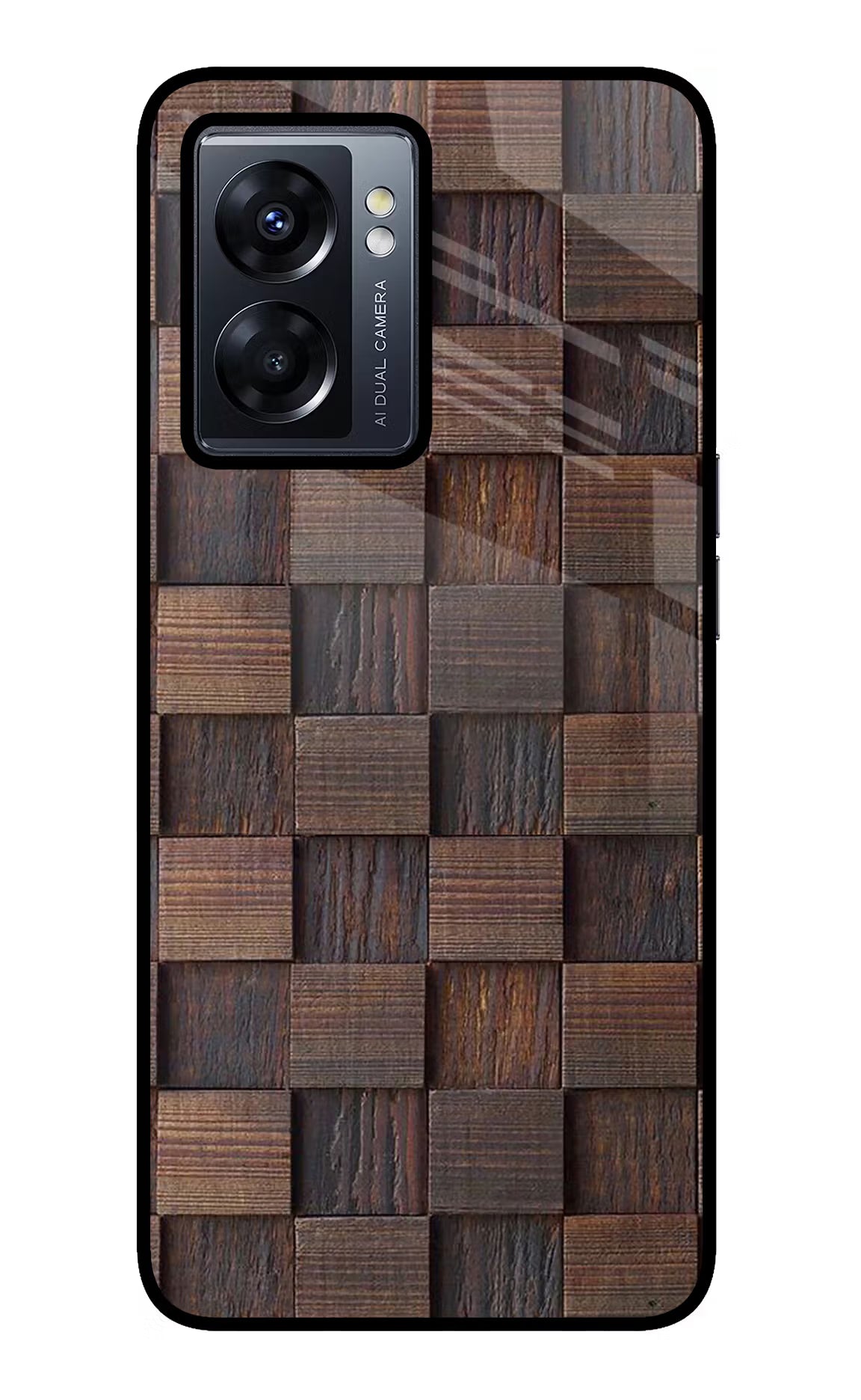 Wooden Cube Design Oppo K10 5G Glass Case Back Cover by Casekaro