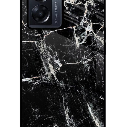 Black Marble Texture Oppo K10 5G Glass Case Back Cover by Casekaro