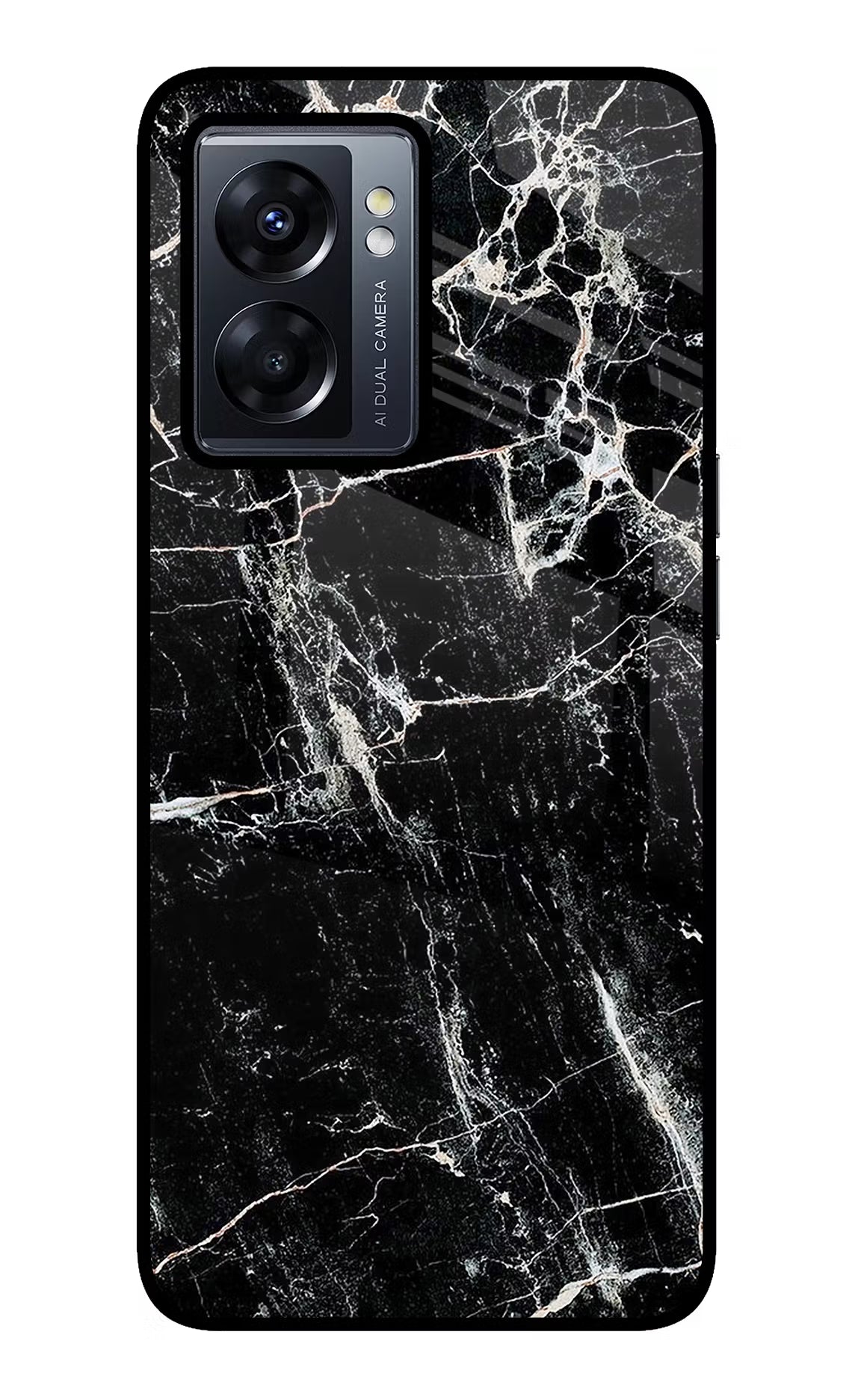 Black Marble Texture Oppo K10 5G Glass Case Back Cover by Casekaro