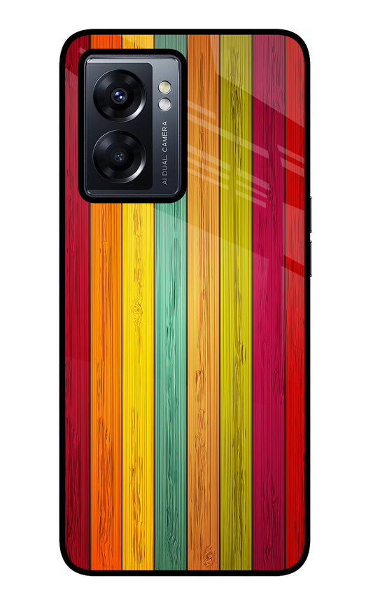 Multicolor Wooden Oppo K10 5G Glass Case