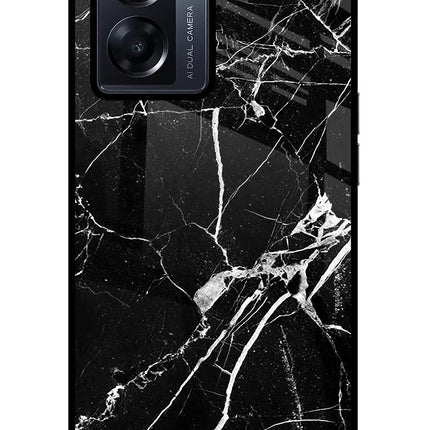 Black Marble Pattern Oppo K10 5G Glass Case Back Cover by Casekaro