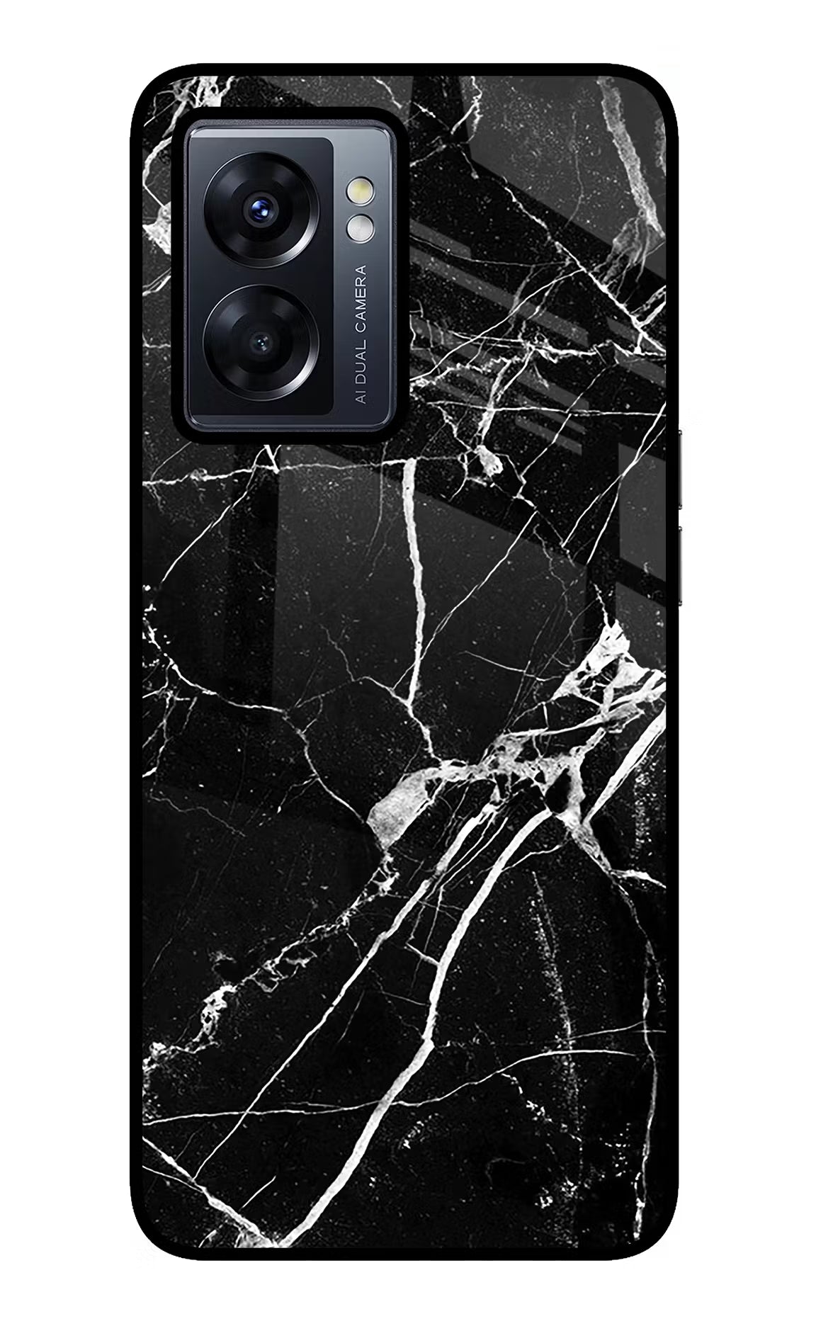 Black Marble Pattern Oppo K10 5G Glass Case Back Cover by Casekaro