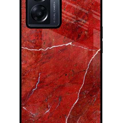 Red Marble Design Oppo K10 5G Glass Case Back Cover by Casekaro