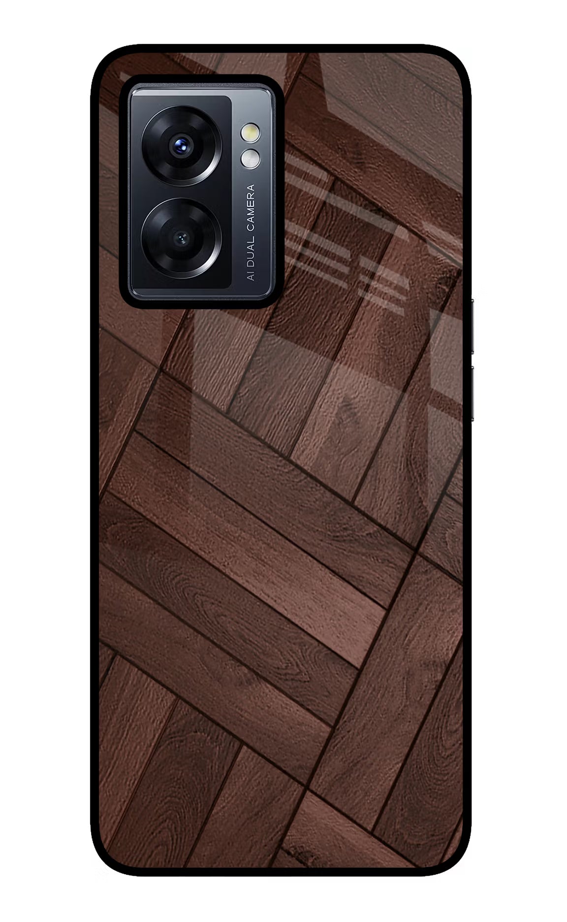 Wooden Texture Design Oppo K10 5G Glass Case Back Cover by Casekaro