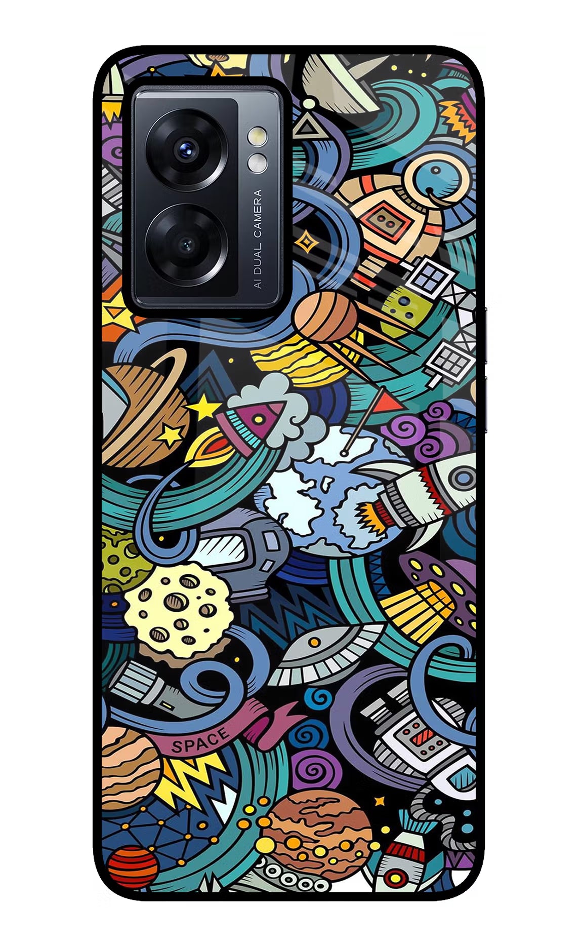 Space Abstract Oppo K10 5G Glass Case Back Cover by Casekaro