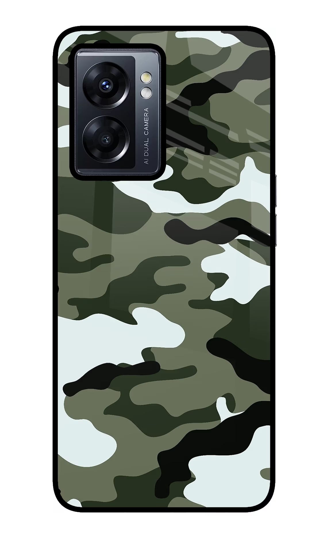 Camouflage Oppo K10 5G Glass Case Back Cover by Casekaro