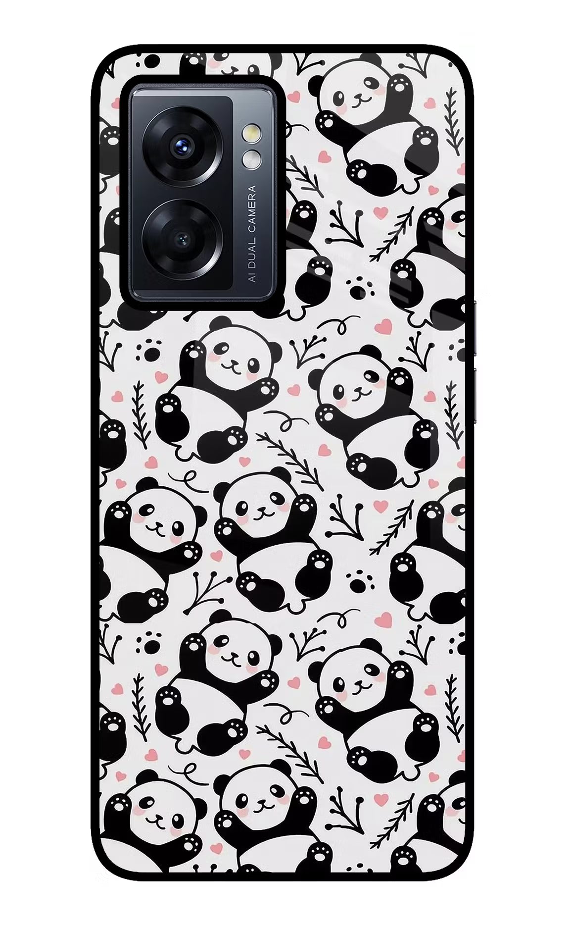 Cute Panda Oppo K10 5G Glass Case Back Cover by Casekaro