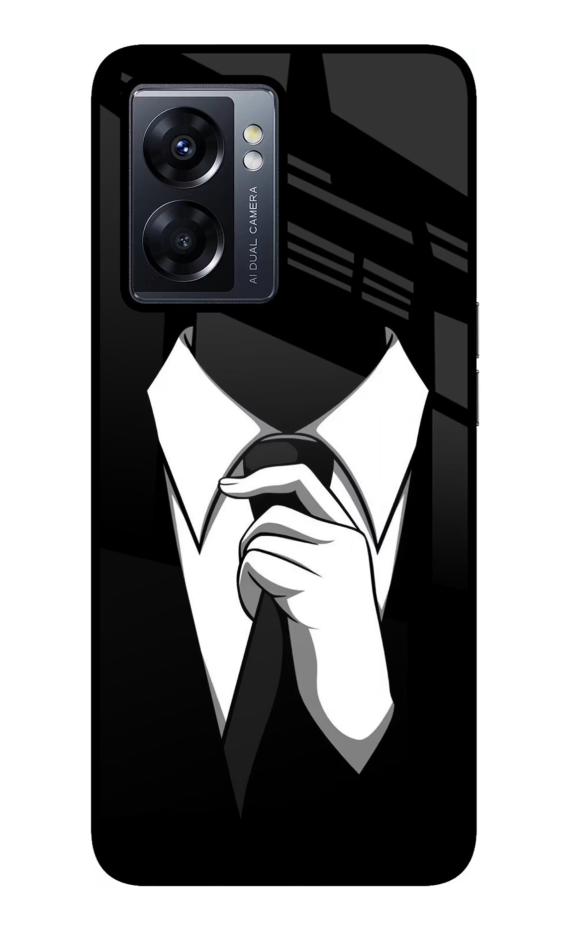 Black Tie Oppo K10 5G Glass Case Back Cover by Casekaro