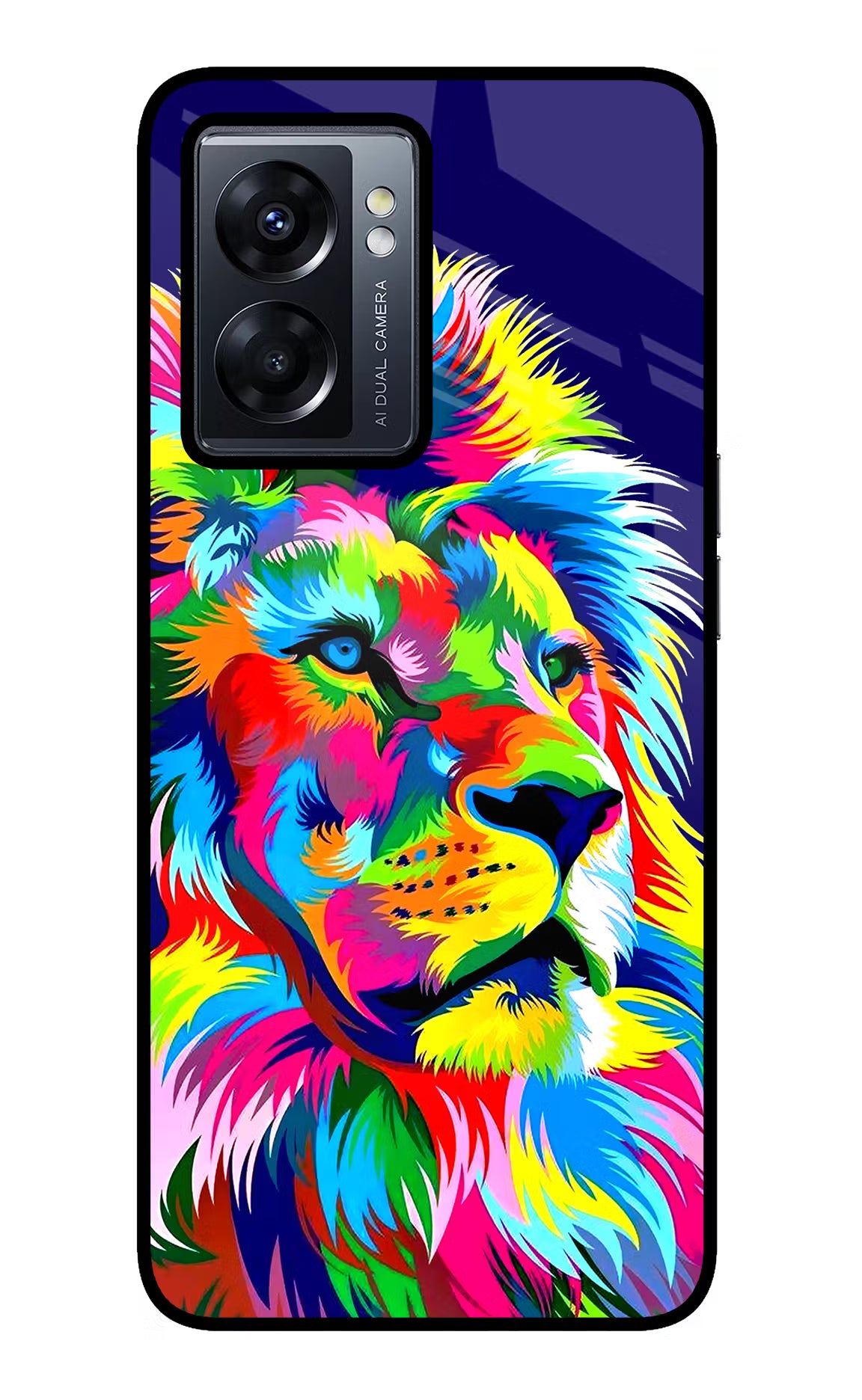 Vector Art Lion Oppo K10 5G Glass Case Back Cover by Casekaro