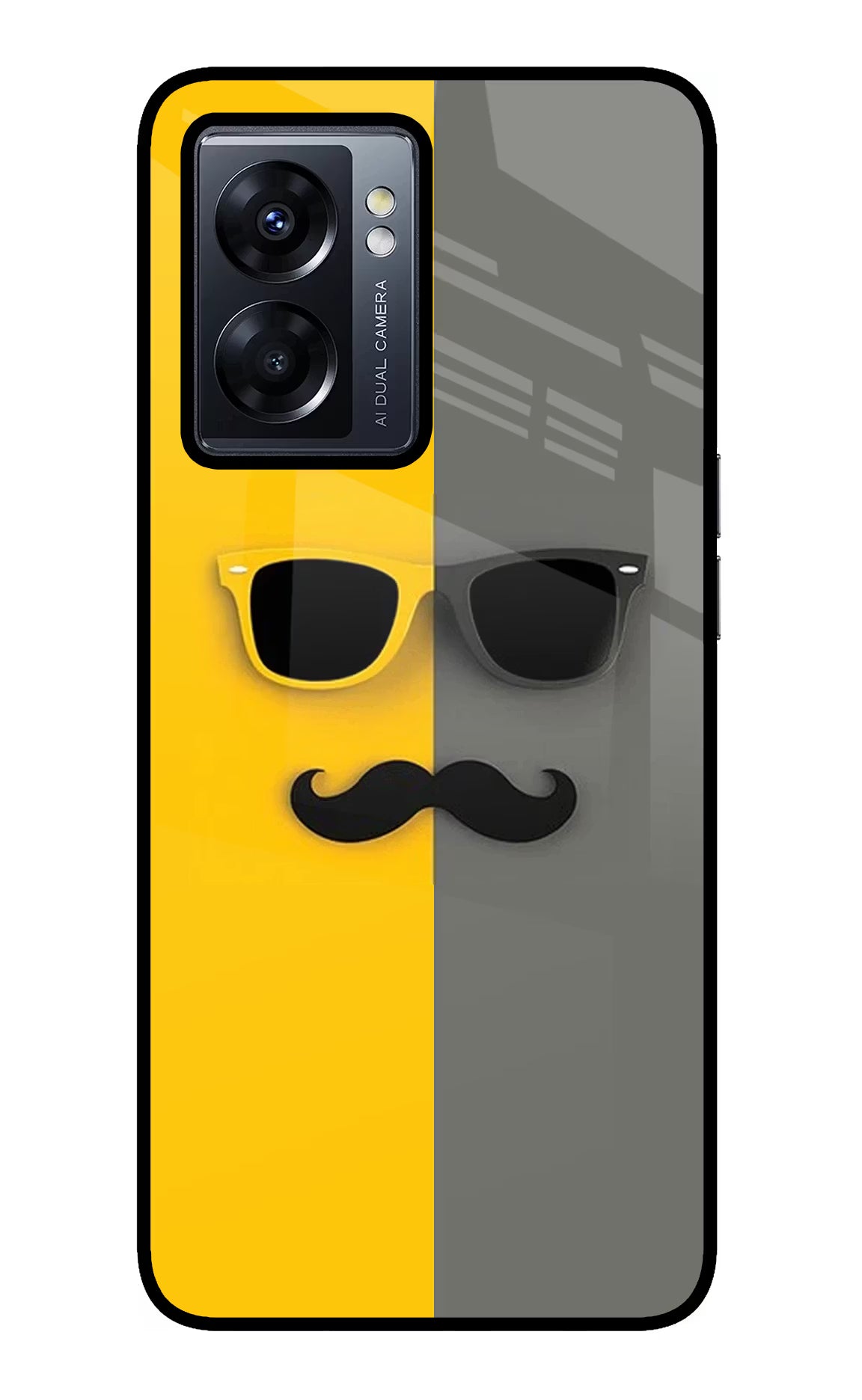 Sunglasses with Mustache Oppo K10 5G Glass Case