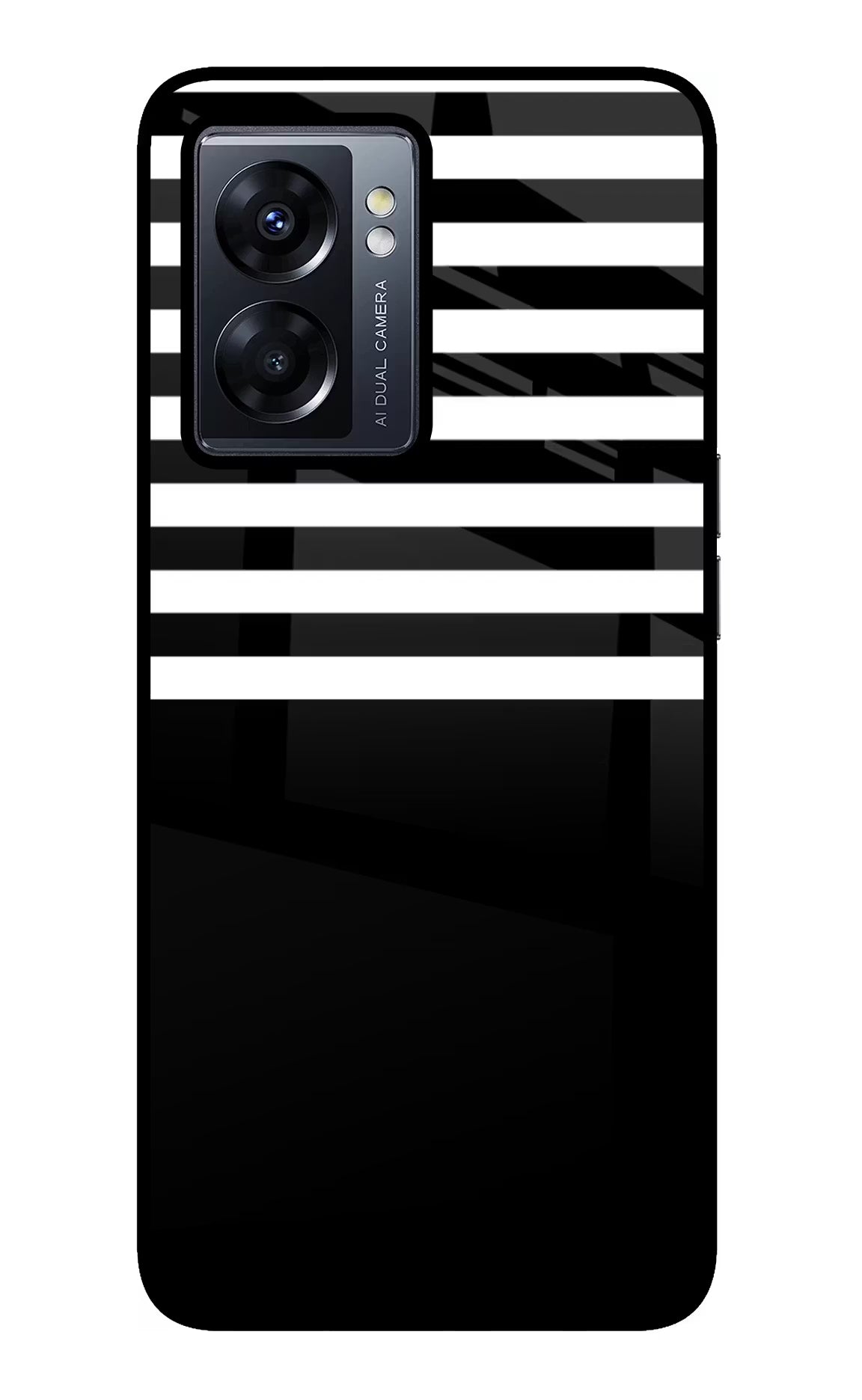 Black and White Print Oppo K10 5G Glass Case Back Cover by Casekaro