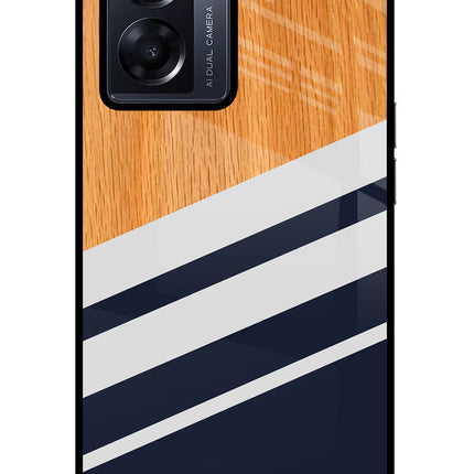 Blue and white wooden Oppo K10 5G Glass Case Back Cover by Casekaro
