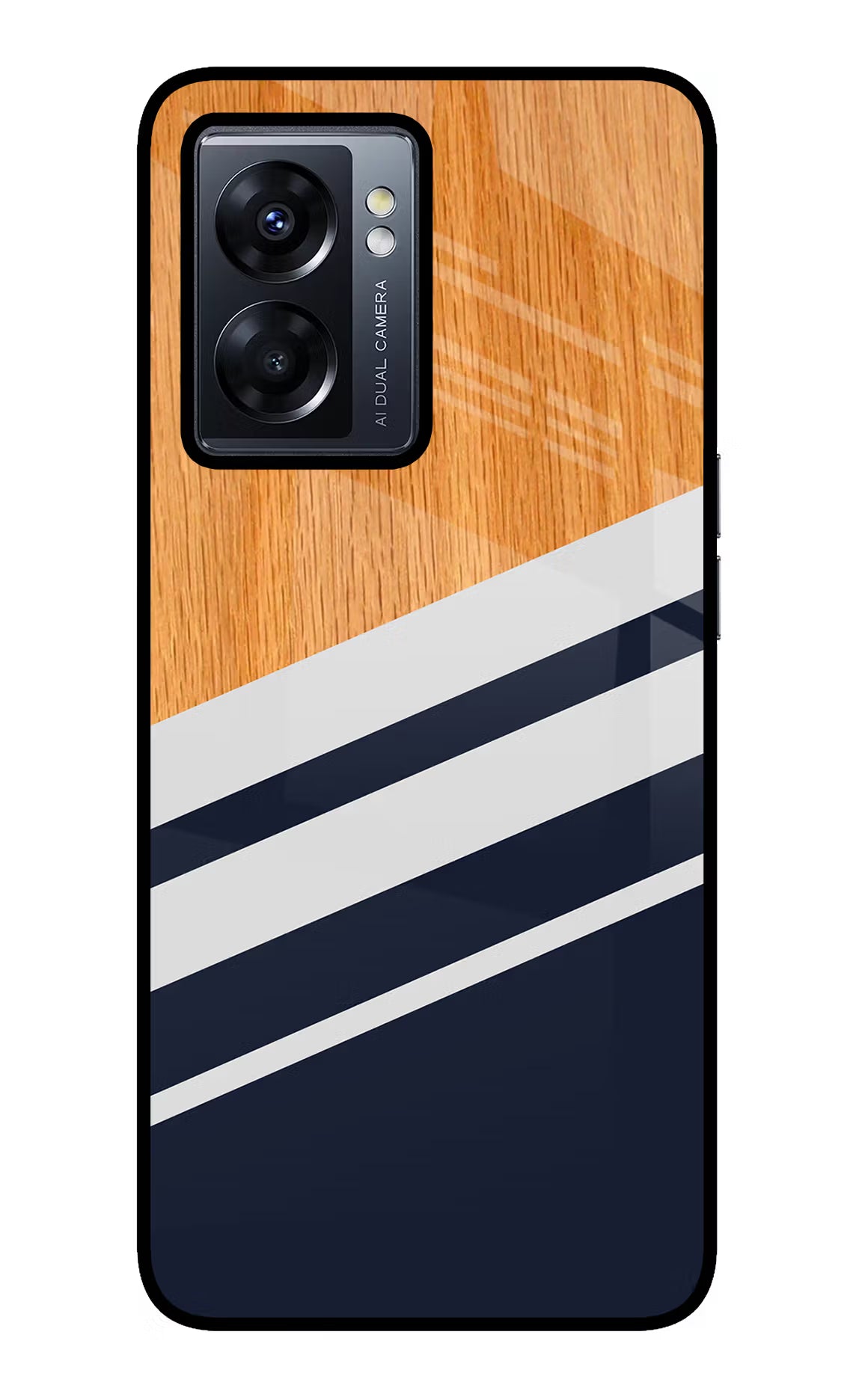 Blue and white wooden Oppo K10 5G Glass Case Back Cover by Casekaro