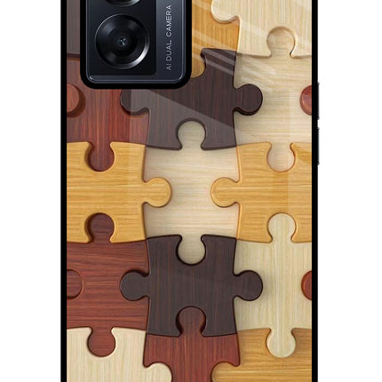 Wooden Puzzle Oppo K10 5G Glass Case Back Cover by Casekaro