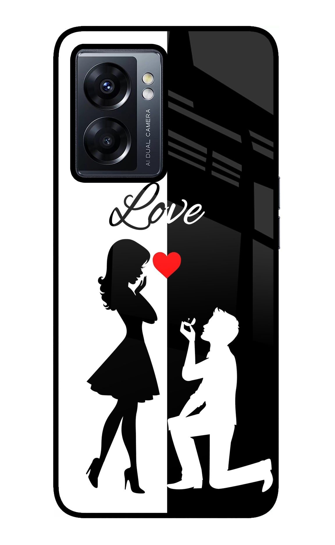 Love Propose Black And White Oppo K10 5G Back Cover