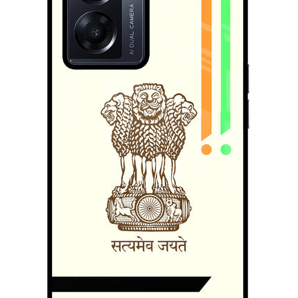 Satyamev Jayate Brown Logo Oppo K10 5G Glass Case Back Cover by Casekaro