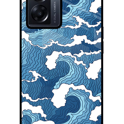 Blue Waves Oppo K10 5G Glass Case Back Cover by Casekaro