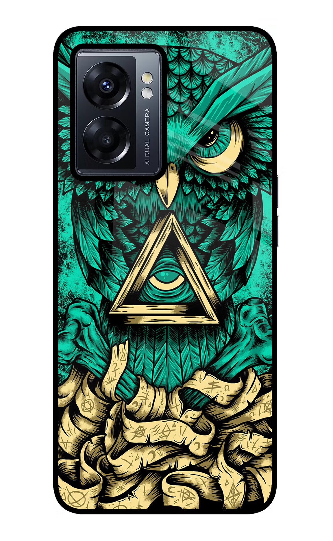 Green Owl Oppo K10 5G Glass Case Back Cover by Casekaro